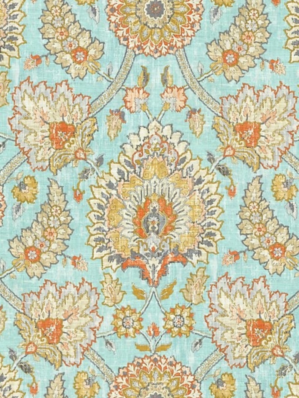 Ballard Designs Nicolette Sky Geometric Palmettes Fabric Linen Blend 35"x35"